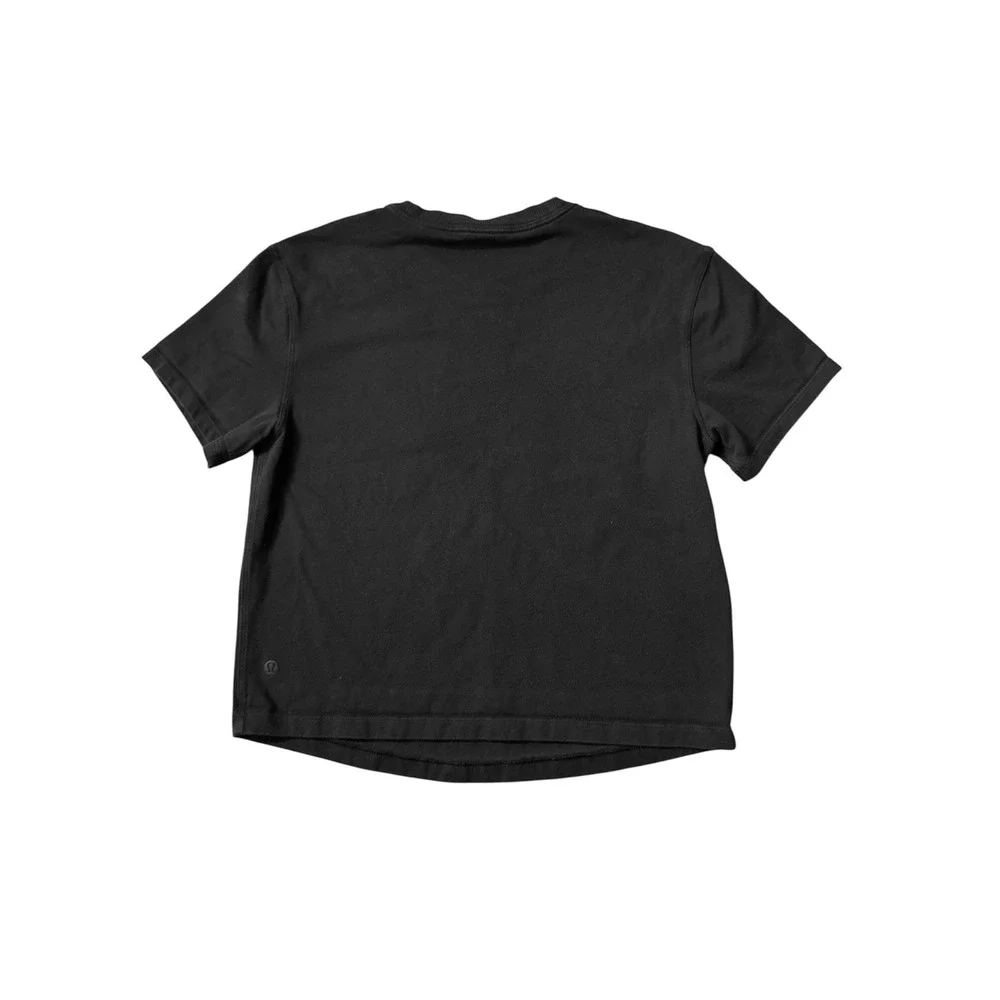 Lululemon Black Short Sleeve Cropped Crew‎ Neck T-Shirt Womens Activewear